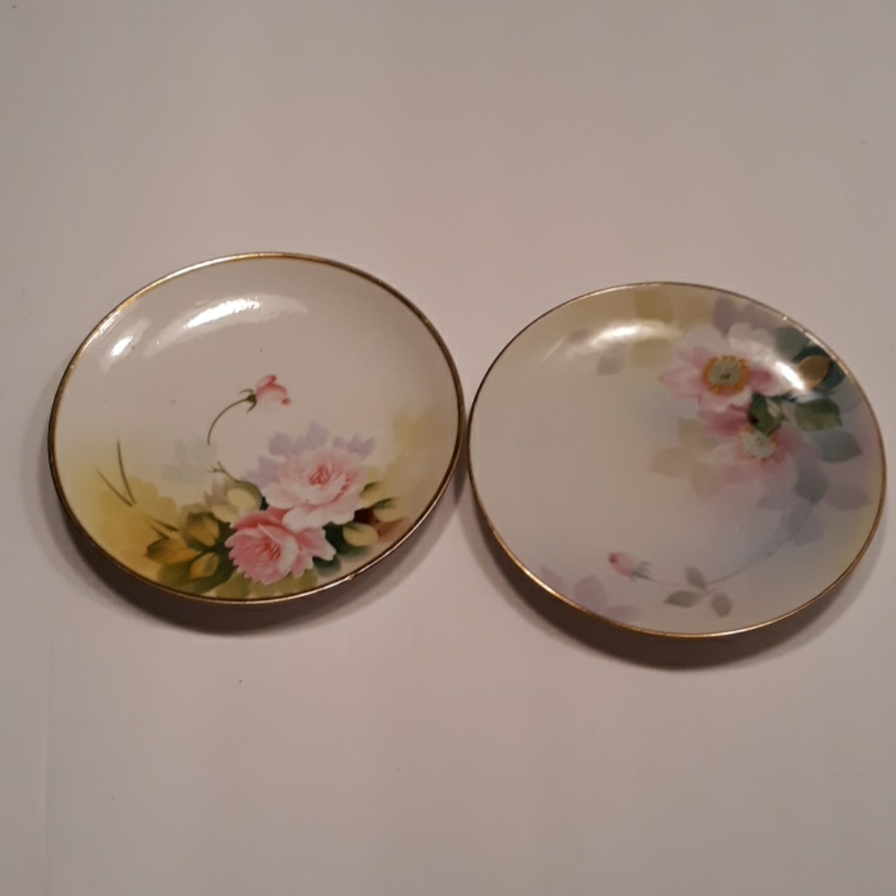 Vintage Nippon Handpainted-2 flower design  dishes